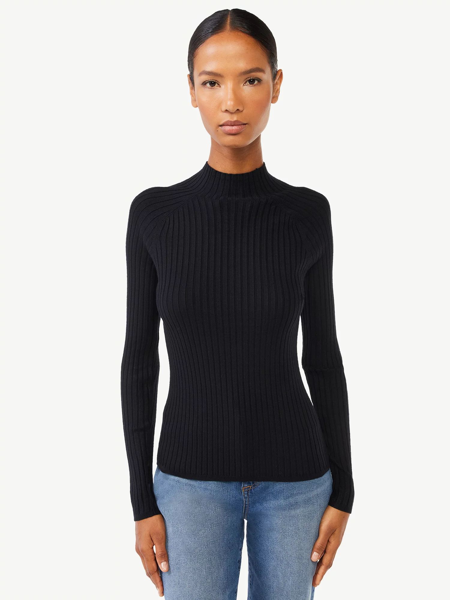 Scoop Women's Flat Rib Turtleneck Sweater | Walmart (US)