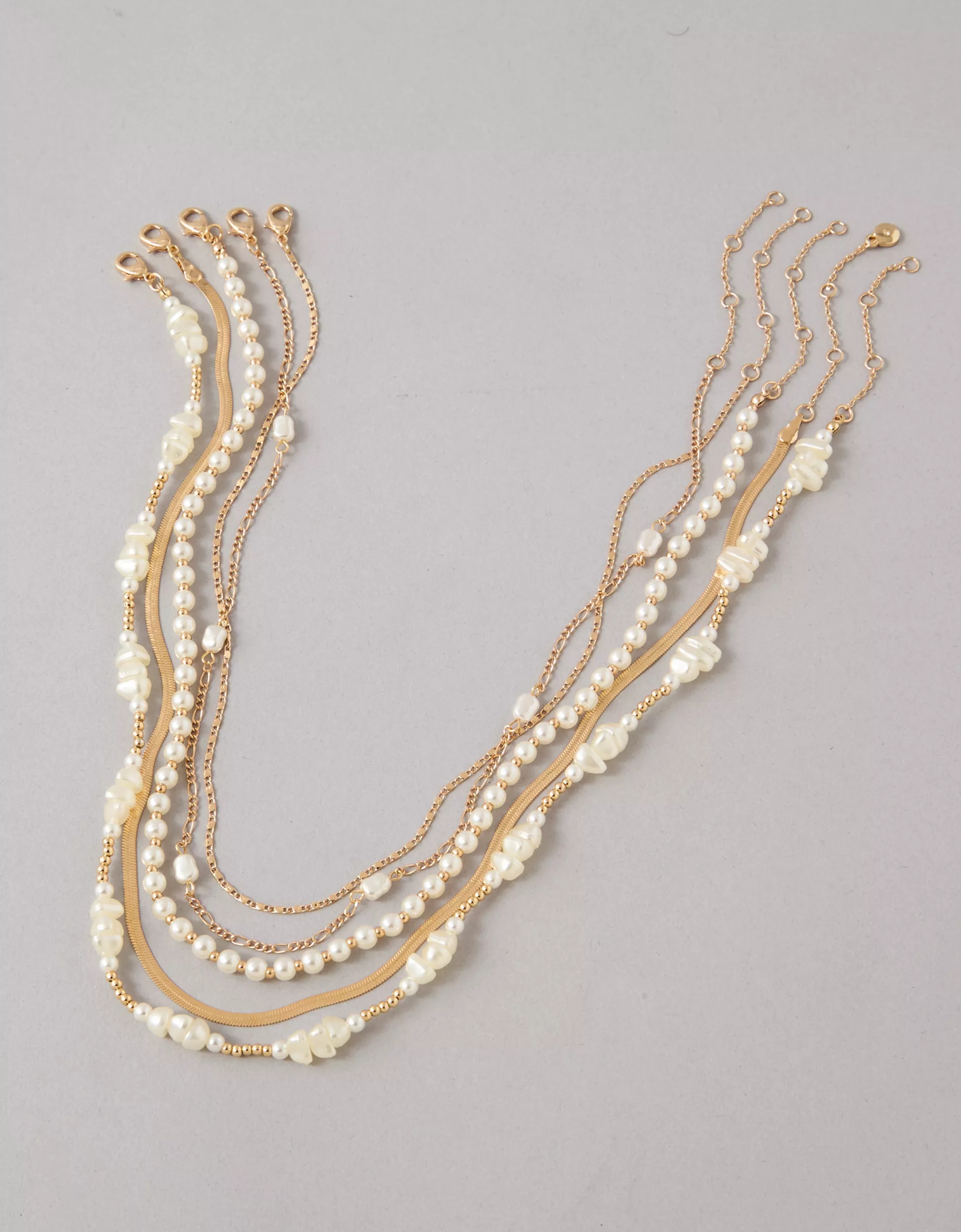 AEO Chipped Pearl Necklace 5-Pack | American Eagle Outfitters (US & CA)