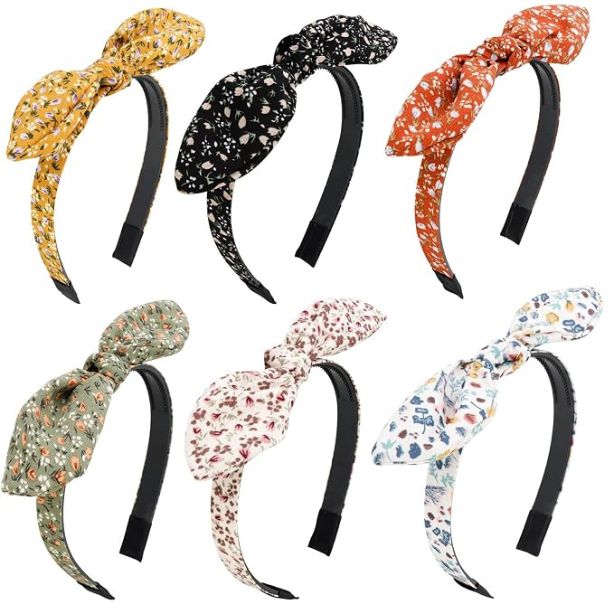 Jaciya Bow Headbands for Women Non Slip Fashion Knotted Thin Headband with Bow Cute Top Knot Hair... | Amazon (US)