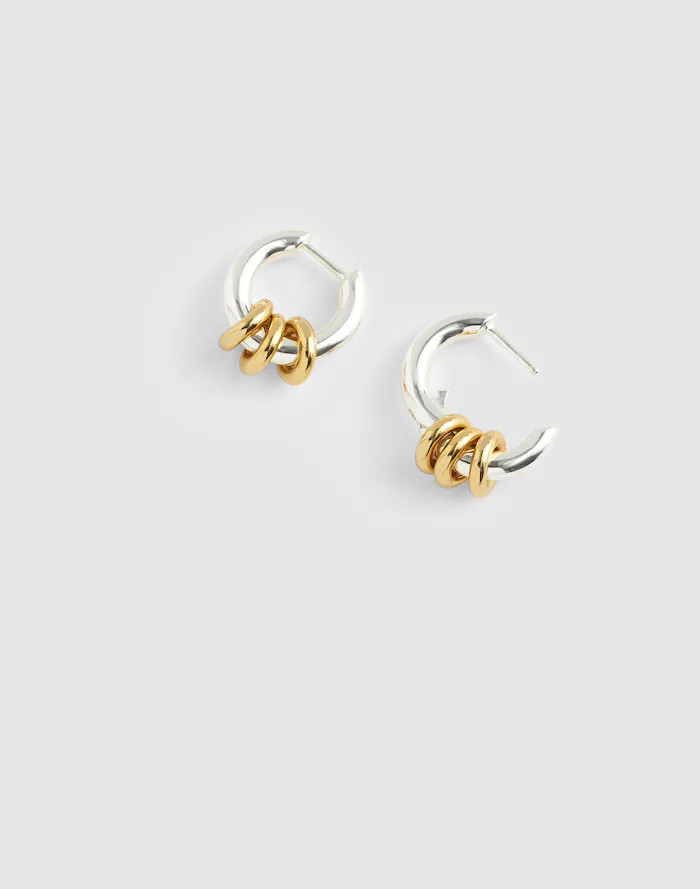 Mixed-Metal Triple Ring Huggie Hoop Earrings | Madewell