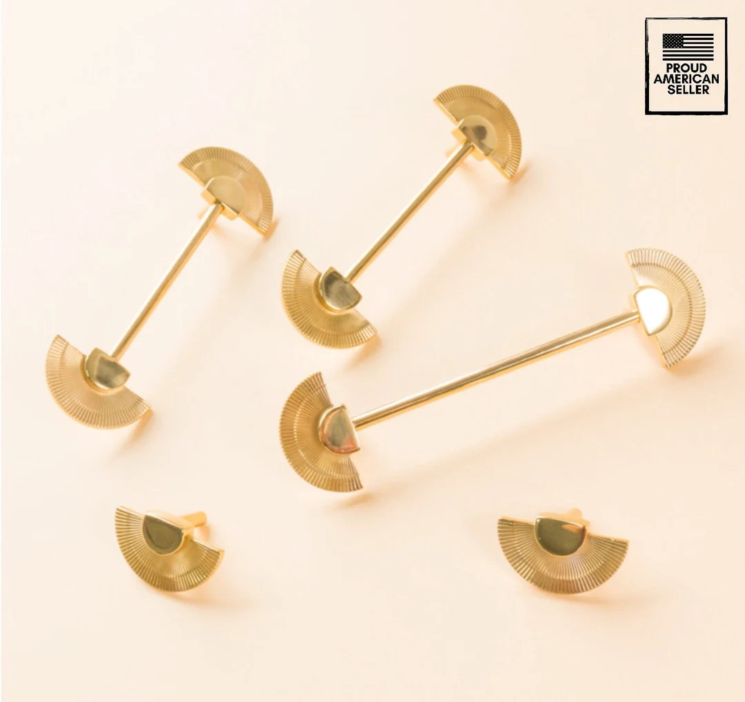 Stylish and Durable Semicircle Cabinet Hardware: High Quality, Low Price Solid Brass Drawer Knobs... | Etsy (US)