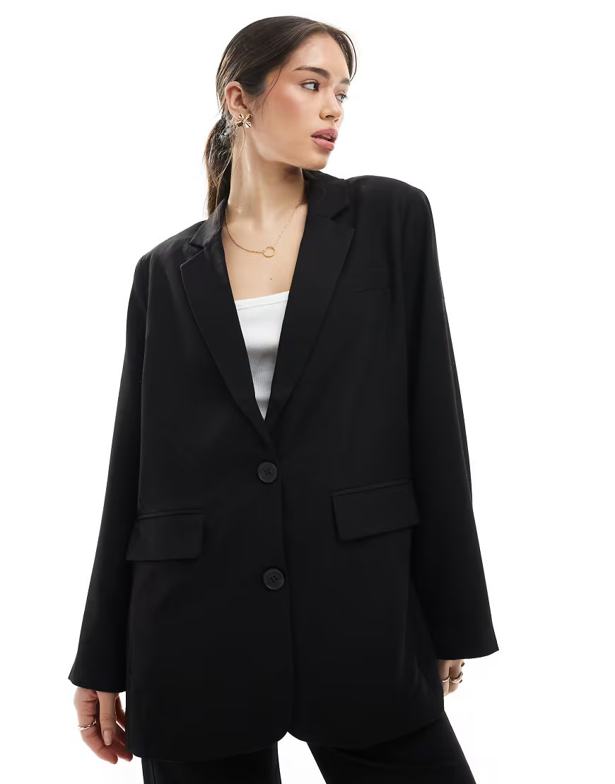 Pieces boxy blazer in black | ASOS (Global)