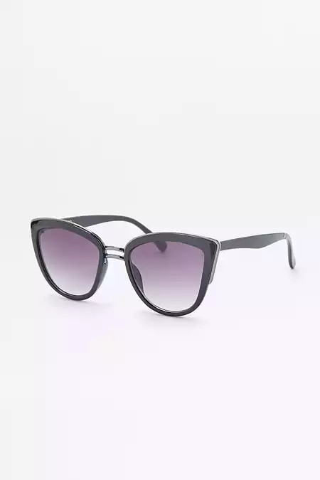 Black Double-Bridge Cat Eye Sunglasses | Urban Outfitters UK