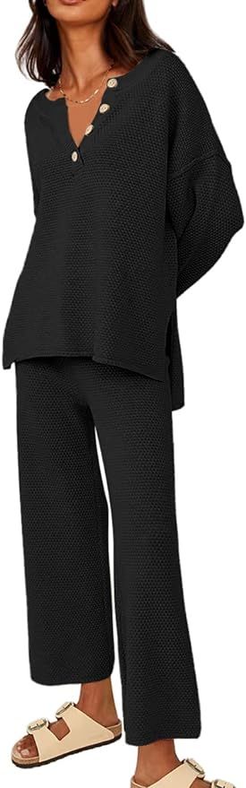 Amazon.com: LILLUSORY Womens Matching Sets 2 Piece Lounge Sets Sweatsuits Sweat Suits Outfits Coz... | Amazon (US)