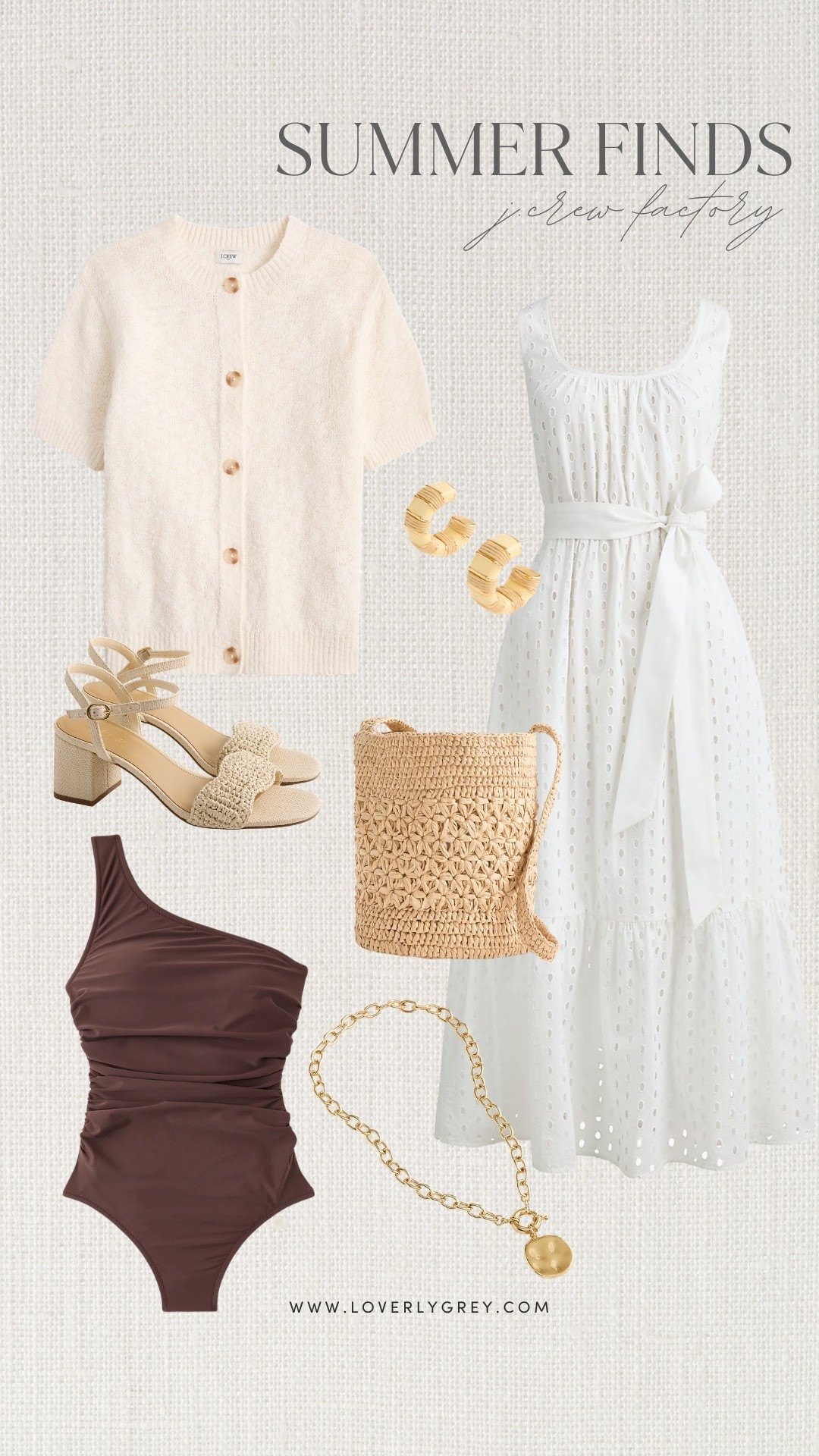 J. Crew Factory summer finds. Loverly Grey, one piece swimsuit, short sleeve cardigan, eyelet dress

#LTKmomlife #LTKSeasonal #LTKSwim