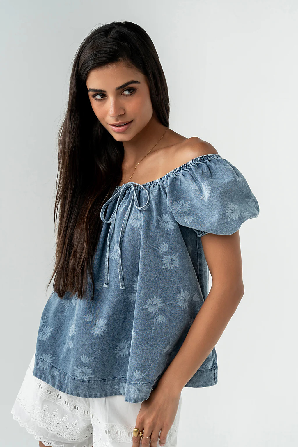 Brinklee Floral Denim Top | Böhme US