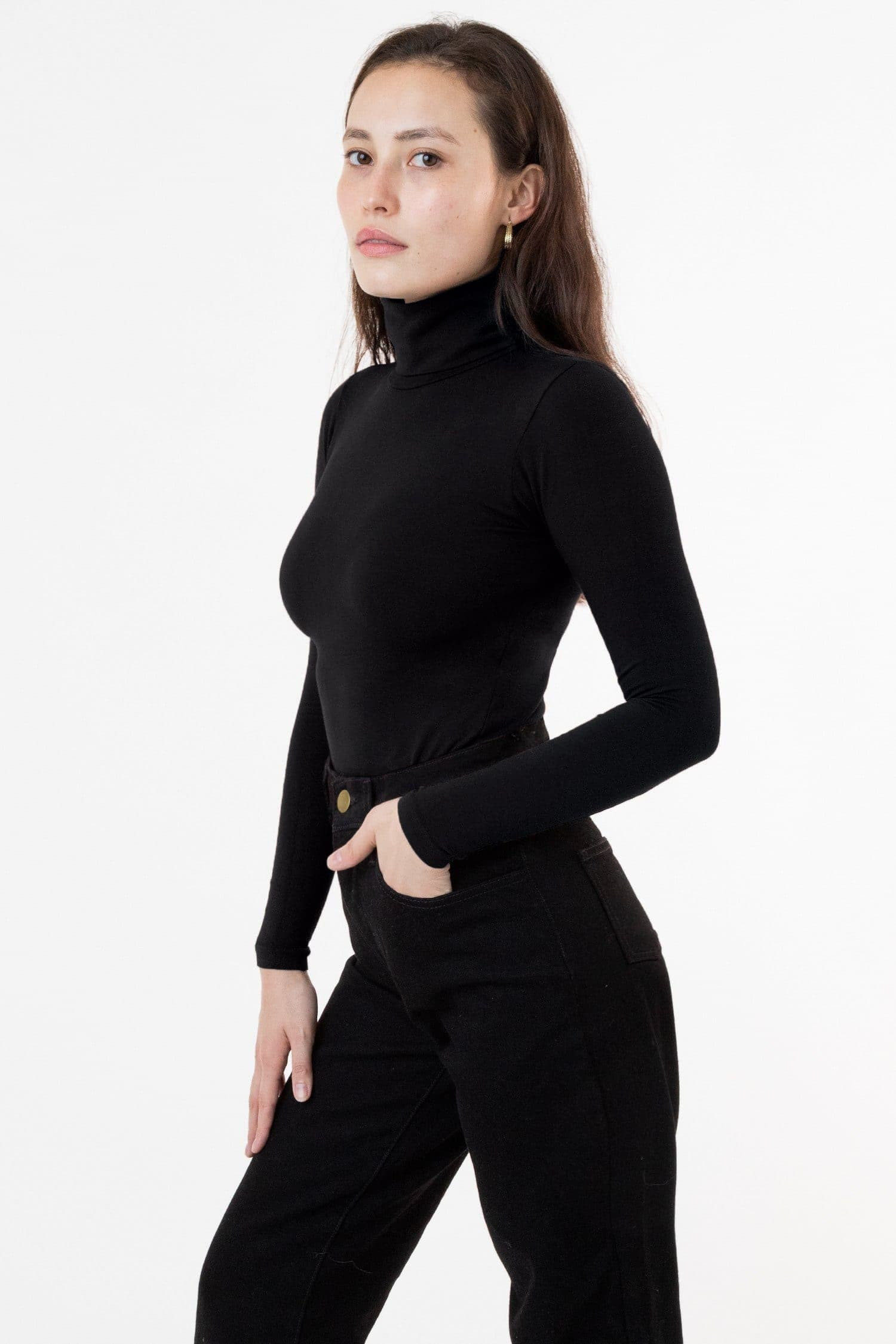 8306GD - Cotton Spandex Garment Dye Turtleneck - Black / L | Los Angeles Apparel