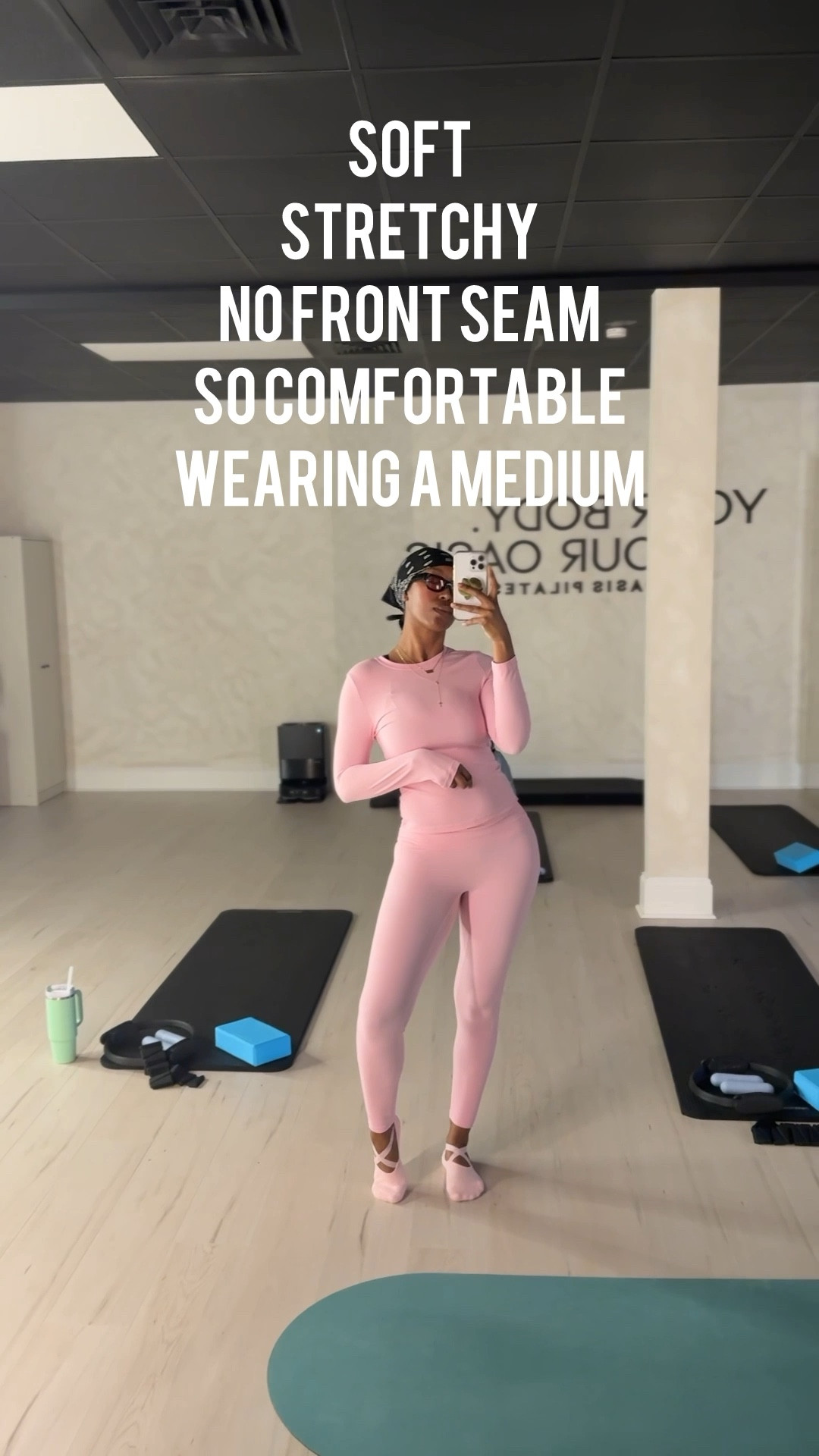 Actually obsessed with my pilates workout look today. Pilates Princess meets Bad Gyal. Syper comfortable, doesn’t fold or ride up and I’m a big fan of long sleeves in group classes because… germs

#LTKActive #LTKootd #LTKfitnessgoals