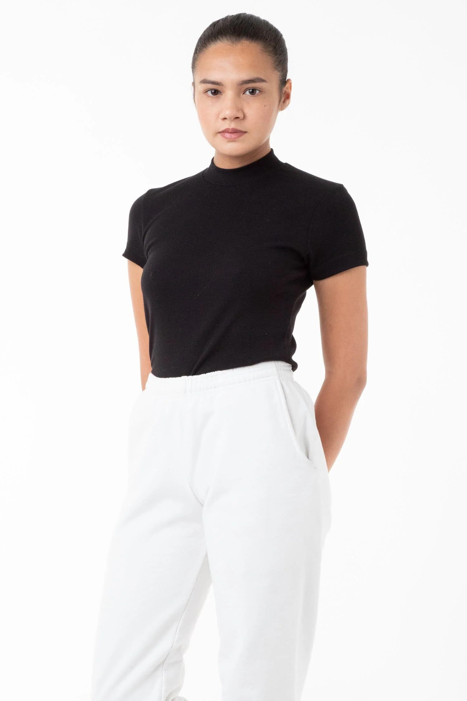 R4309 - Mockneck Cap Sleeve Baby Tee | Los Angeles Apparel