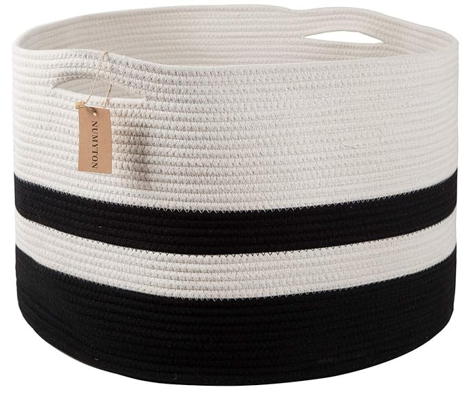 Numyton XXXL Large Cotton Rope Laundry Basket 22" x22"x 14" Woven Basket,Toy Storage Basket, Blan... | Amazon (US)