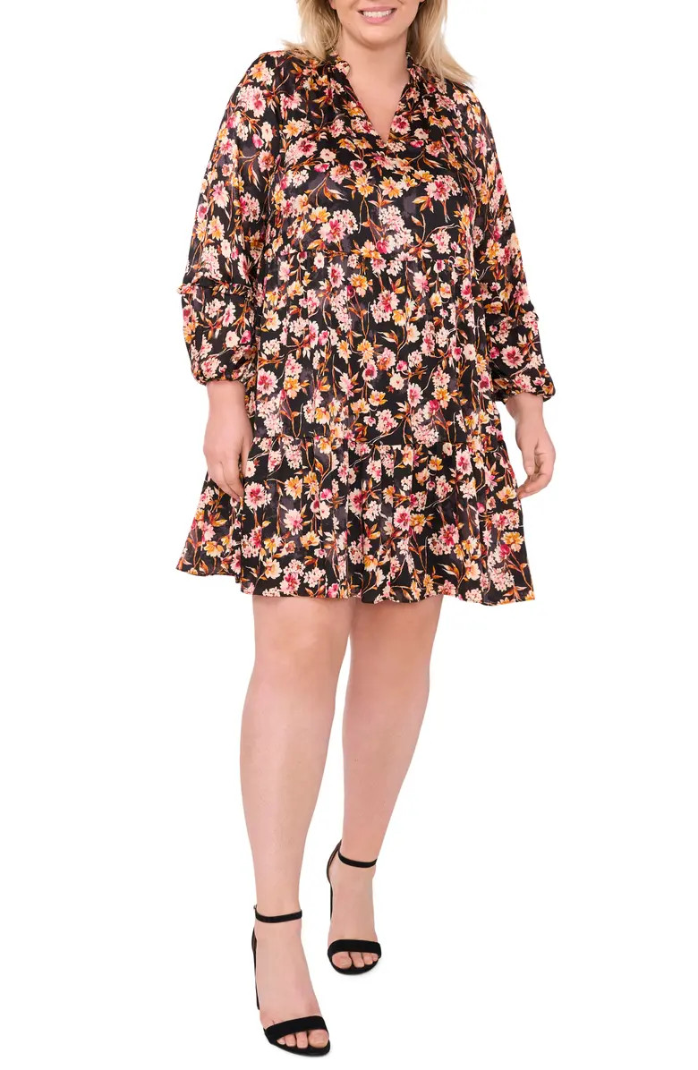 CeCe Floral Print Long Sleeve Babydoll Dress | Nordstrom | Nordstrom