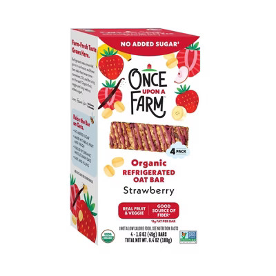 Once Upon a Farm Strawberry Organic Refrigerated Oat Bar - 6.4oz/4ct | Target