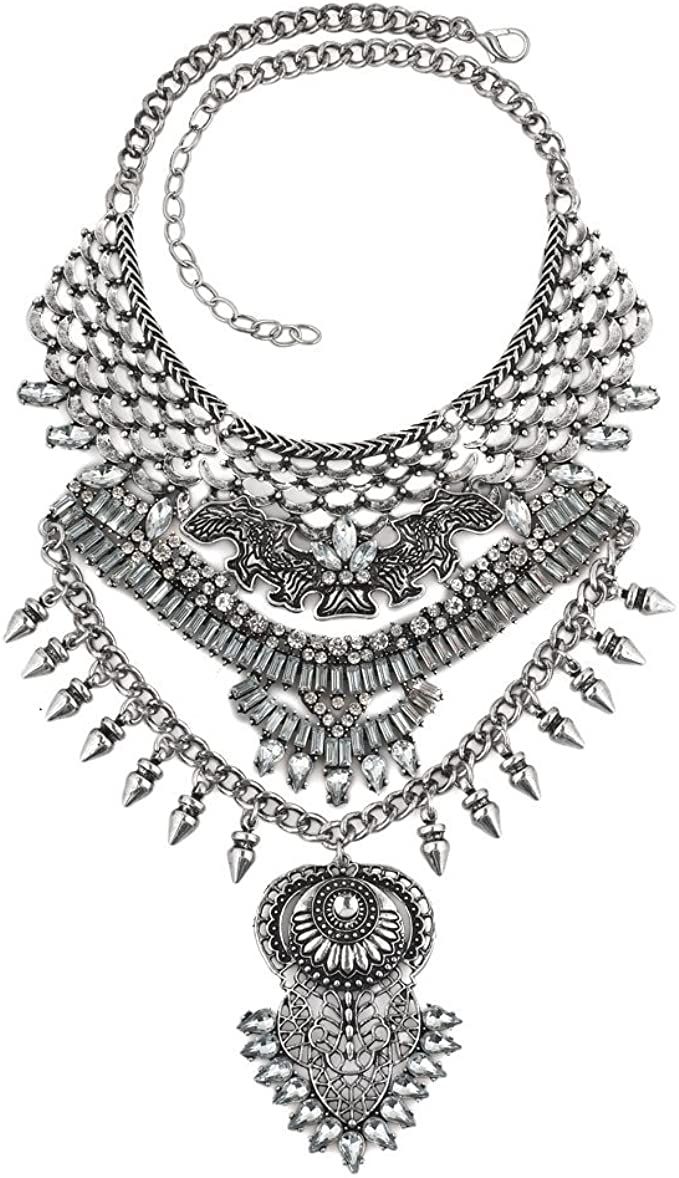 Long Tassel Chunky Boho Coin Statement Necklace For Women | Amazon (US)