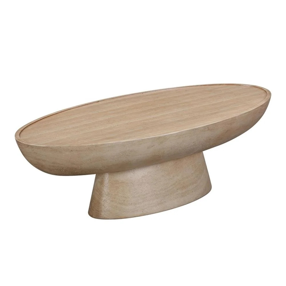 Pemberly Row Indoor / Outdoor Eclipse Stone Coffee Table in Beige | Walmart (US)