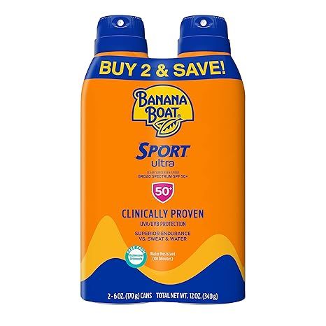 Banana Boat Sport Ultra SPF 50 Sunscreen Spray Twin Pack | Banana Boat Sunscreen Spray SPF 50, Sp... | Amazon (US)