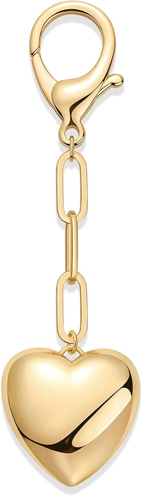 PAVOI 14K Gold Plated Heart & Cherry Bag Charm for Handbags - Chunky Charm for Purse & Totes - Tr... | Amazon (US)