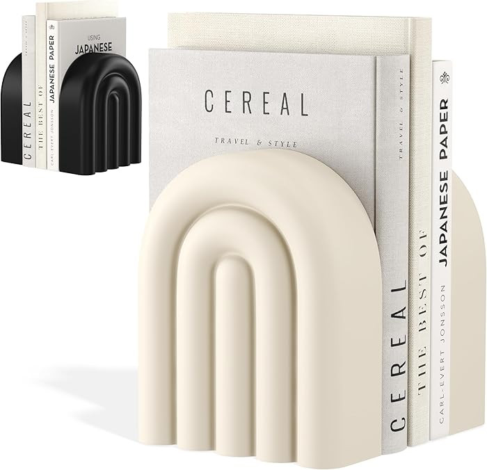 KIVY Concrete Book Ends for Shelves [Heavy Duty BOOKENDS] - Bookends Decorative for Heavy Books -... | Amazon (US)