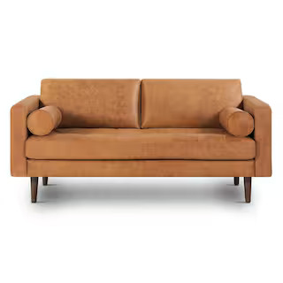 Napa 72 in. Straight Arm 3-Seater Sofa in Cognac Tan | The Home Depot
