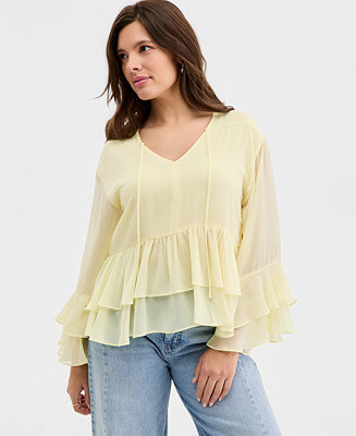 Women's Long Sleeve Chiffon Ruffle Blouse, Macy's Exclusive | Macy's