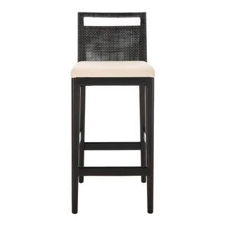 SAFAVIEH Darin 27.75 in. Black Cushioned Bar Stool SEA4015B - The Home Depot | The Home Depot