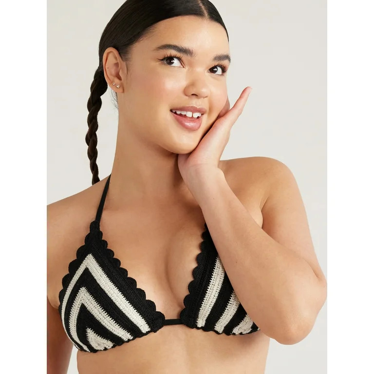 No Boundaries Women's Out There Crochet Triangle Bikini Top, Sizes XS - XL | Walmart (US)