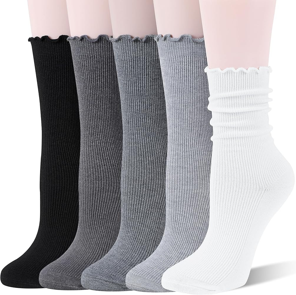 Thin Merino Wool Ruffle Boot Socks Warm Winter Cozy Frilly Soft Casual Breathable Socks for Women... | Amazon (US)