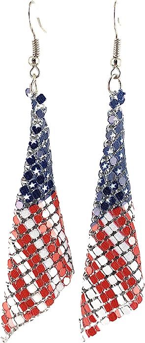 Stars and Stripes earrings Red White Blue American Flag earrings 4th of July | Amazon (US)
