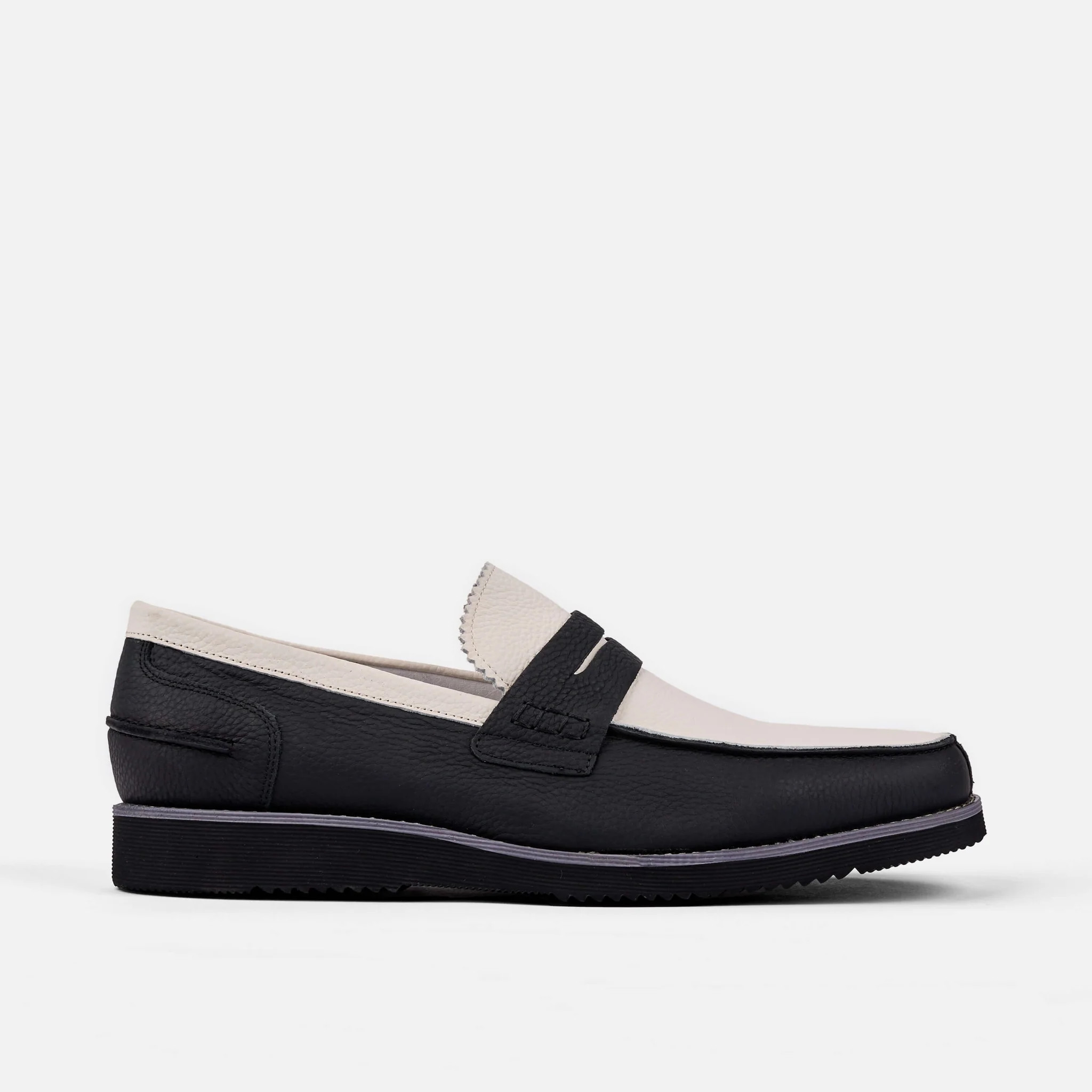 Abe Black and White Leather Penny Loafers | Marc Nolan