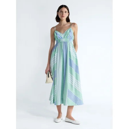 Free Assembly Women s and Women s Plus Striped Cotton Maxi Dress with Cut Out Back Sizes XS-4X | Walmart (US)