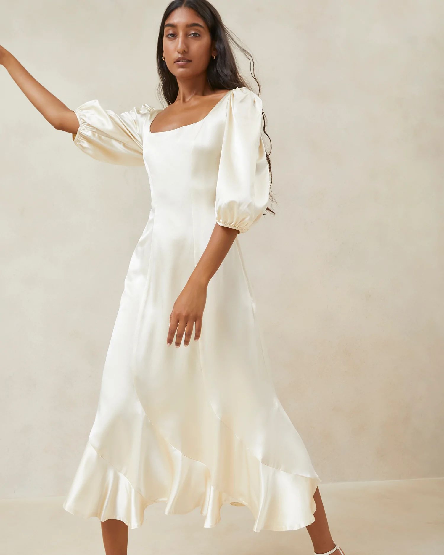Carmina Ivory Long Curve Dress | Loeffler Randall