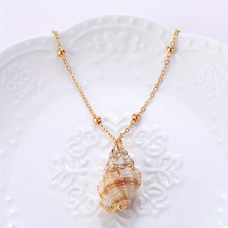 Exquisite Seaside Beach Shell Pendant Conch Metal Adjustable - Temu | Temu Affiliate Program