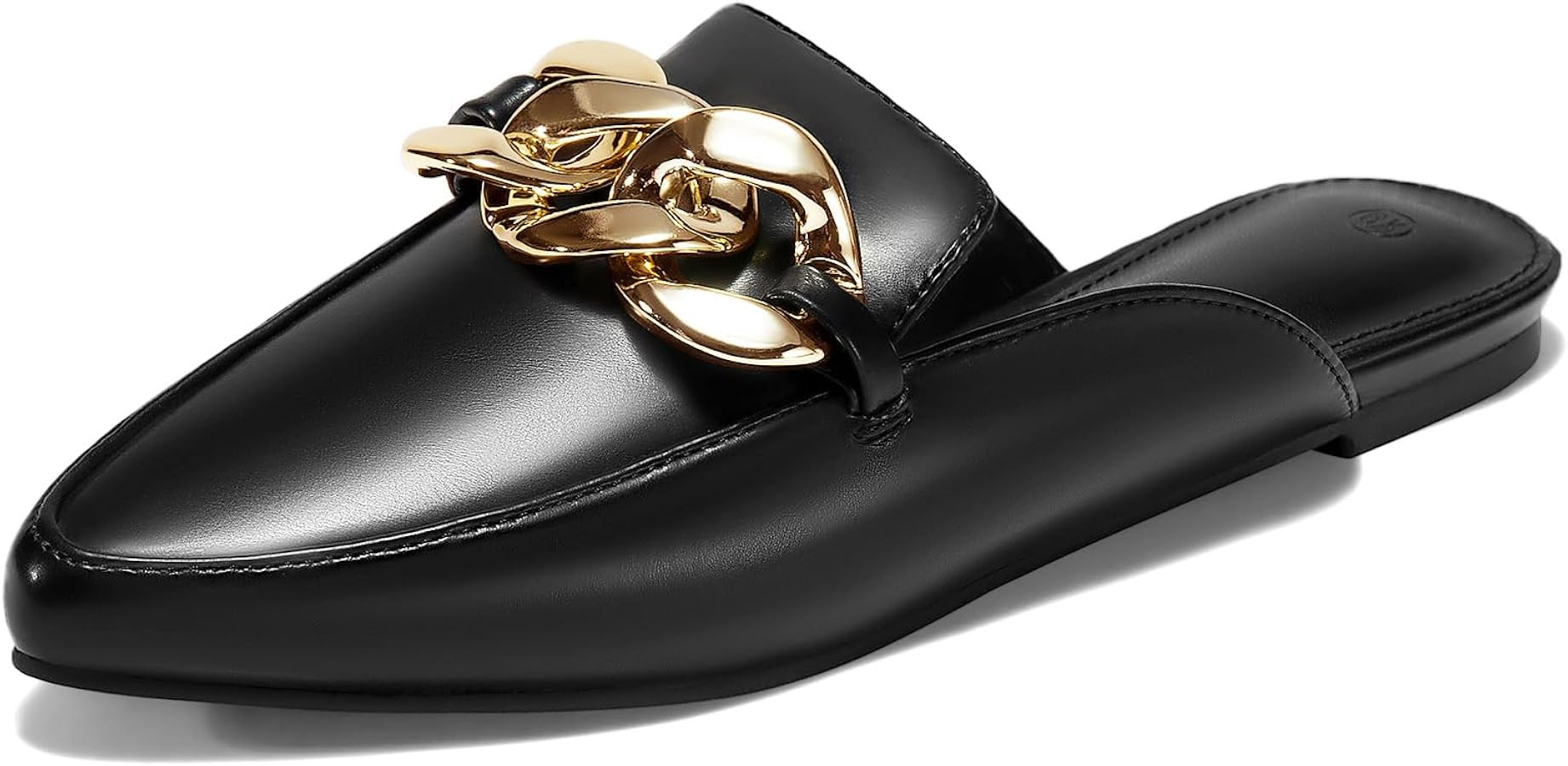 Juliet Holy Womens Mules Flats Pointed Toe Backless Loafers Slip on Metal Chain Slides | Amazon (US)