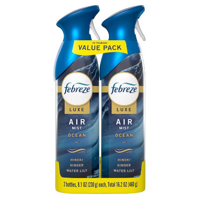 Febreze Luxe Air Mist Odor-Fighting Air Freshener - Ocean - 16.2 fl oz/2pk | Target