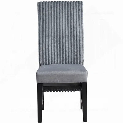 Contemporary Gray Corduroy Upholstered Dining Chairs Set Of 2, Wooden Frame For Modern Elegance And Comfort | Wayfair North America