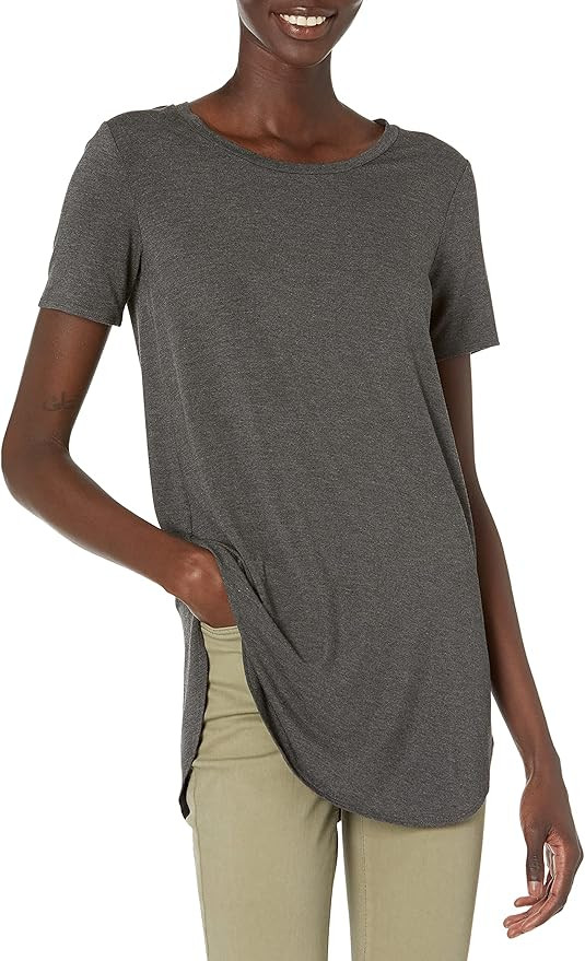 Daily Ritual Women's Jersey Standard-Fit Short-Sleeve Open Crewneck Tunic | Amazon (US)