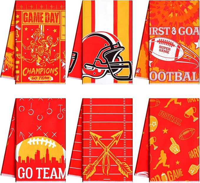 Peryiter 6 Pcs Football Hand Towels Football Party Decorative Towels for Men Kitchen Dish Sports ... | Amazon (US)