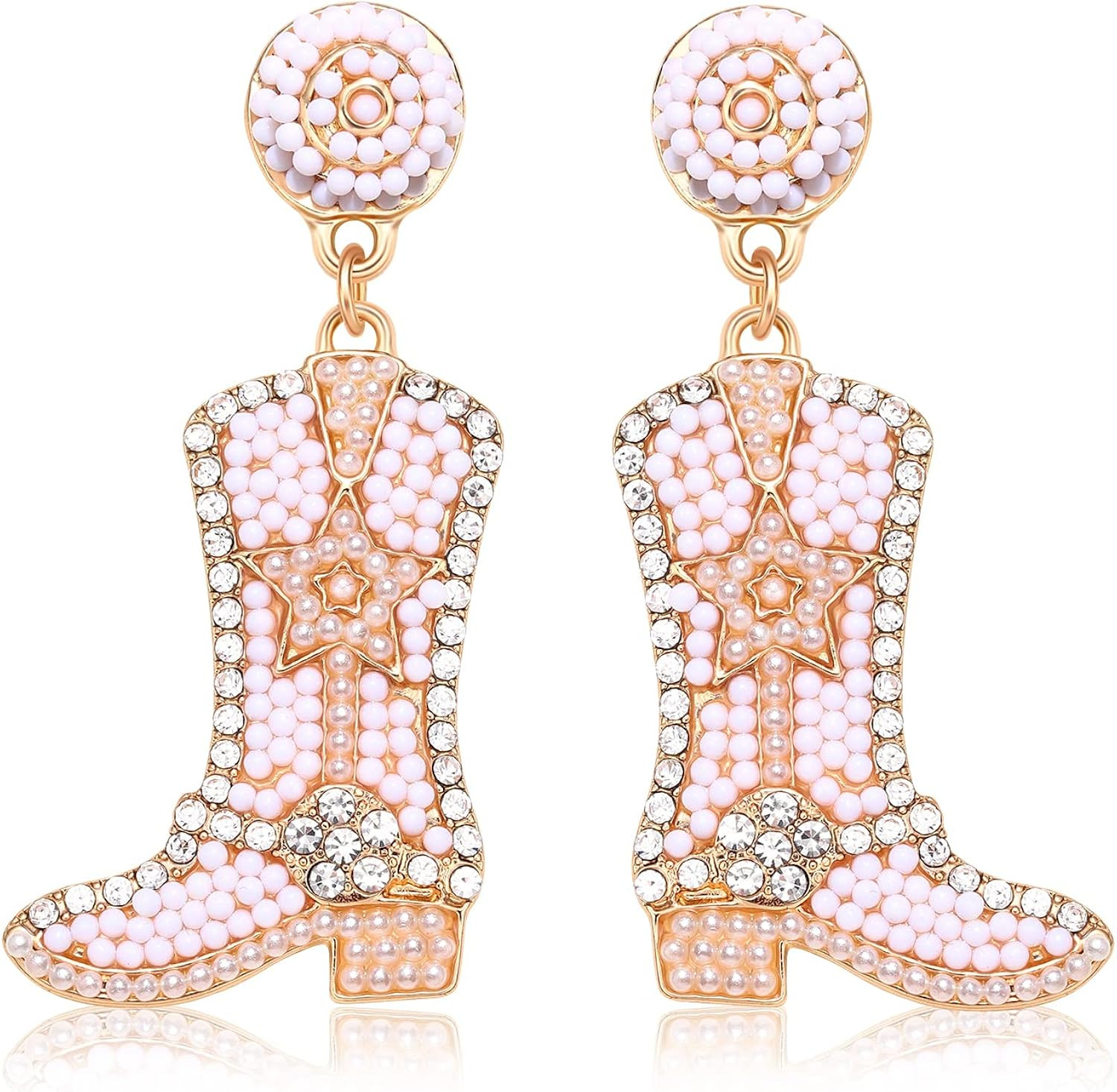 Beaded Cowgirl Boot Earring Western Cowboy Boots Earrings for Women Boho Rhinestone Beads Shoes D... | Amazon (US)