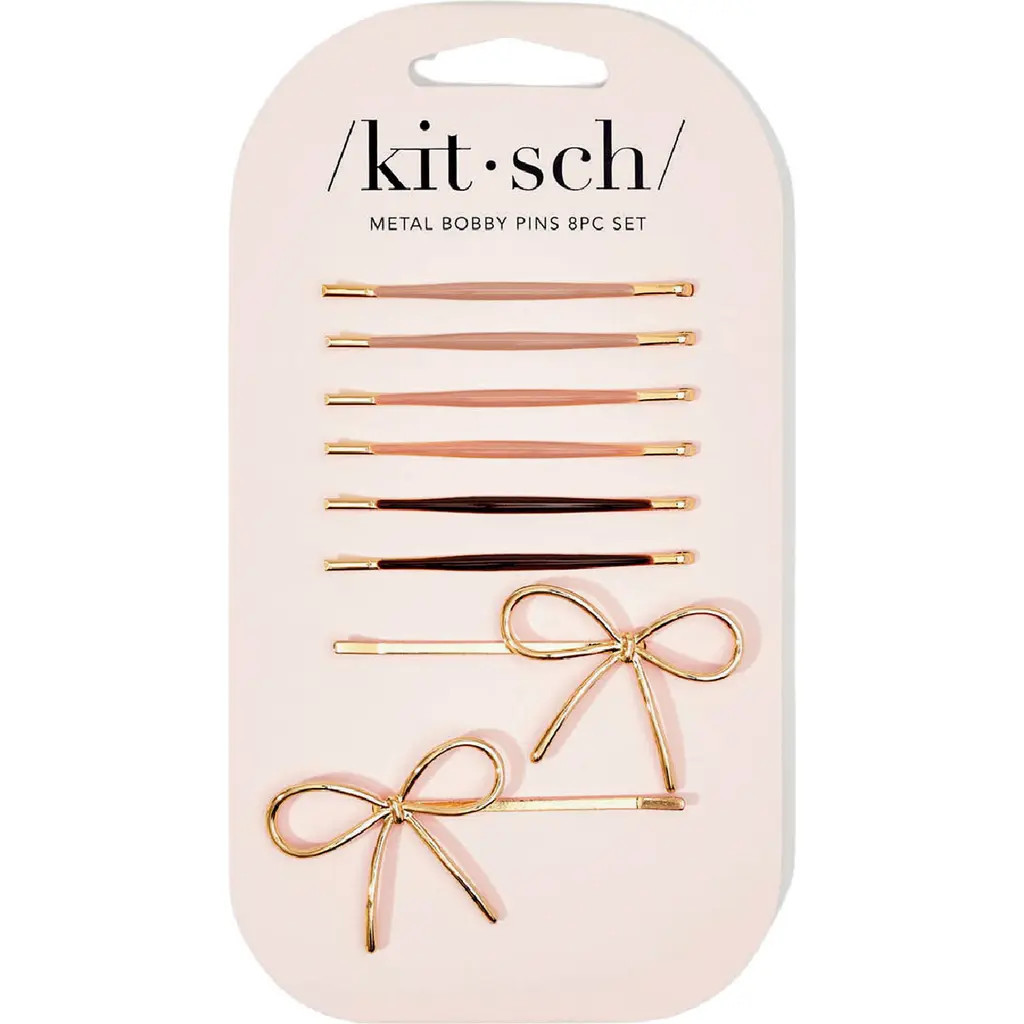 Kitsch Enamel & Puffy Bow 8-Piece Bobby Pins Set in Rosewood at Nordstrom Rack | Nordstrom Rack