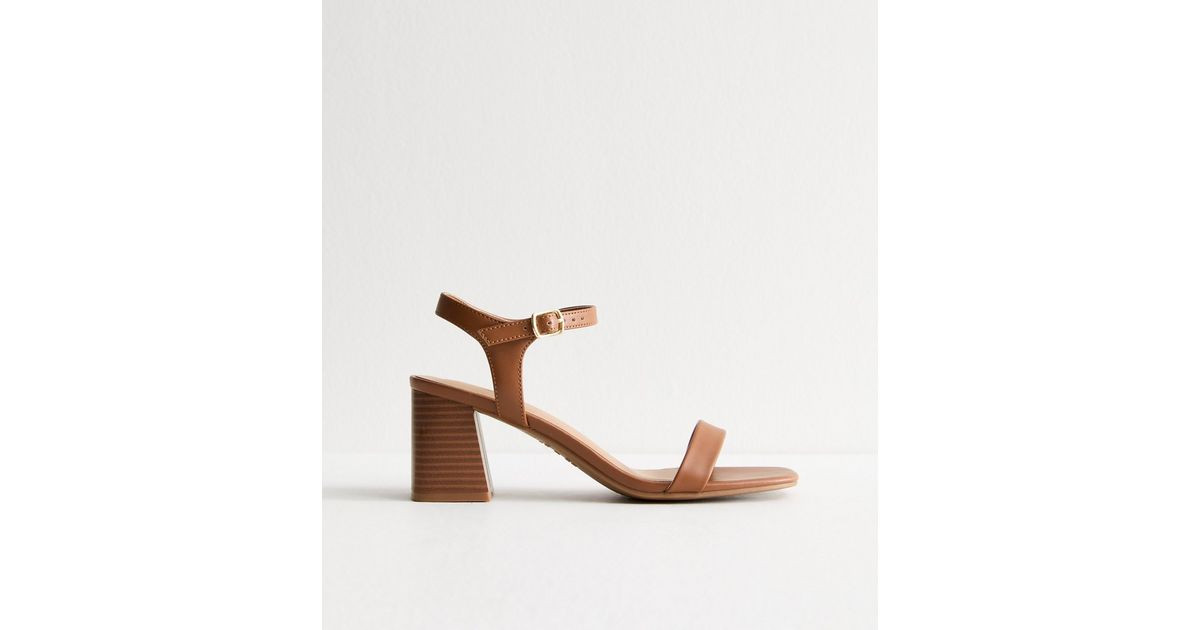 Tan Brown Faux Leather Block Heel Sandals
						
						Add to Saved Items
						Remove from Saved... | New Look (UK)