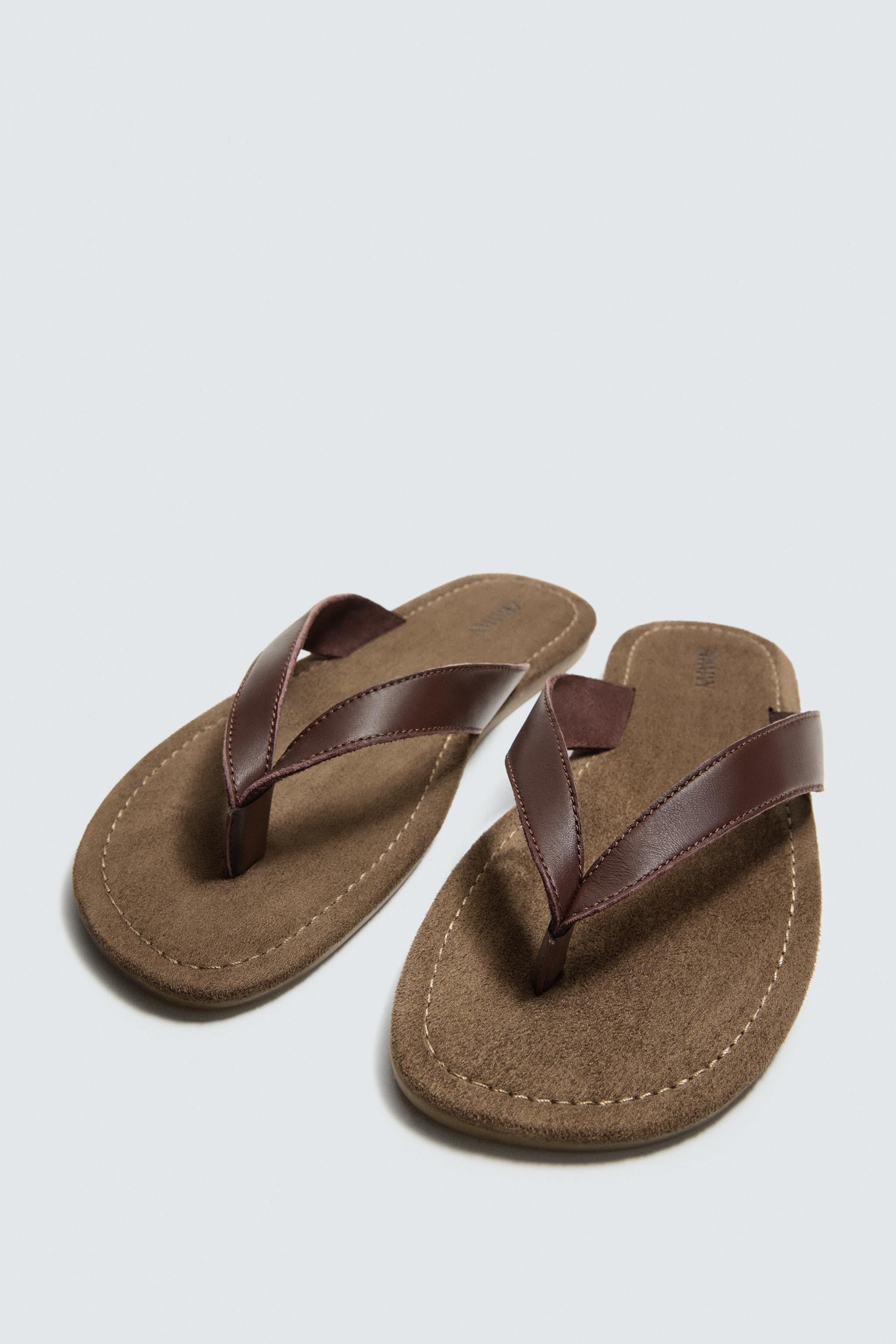 LEATHER STRAP SANDALS | Zara US