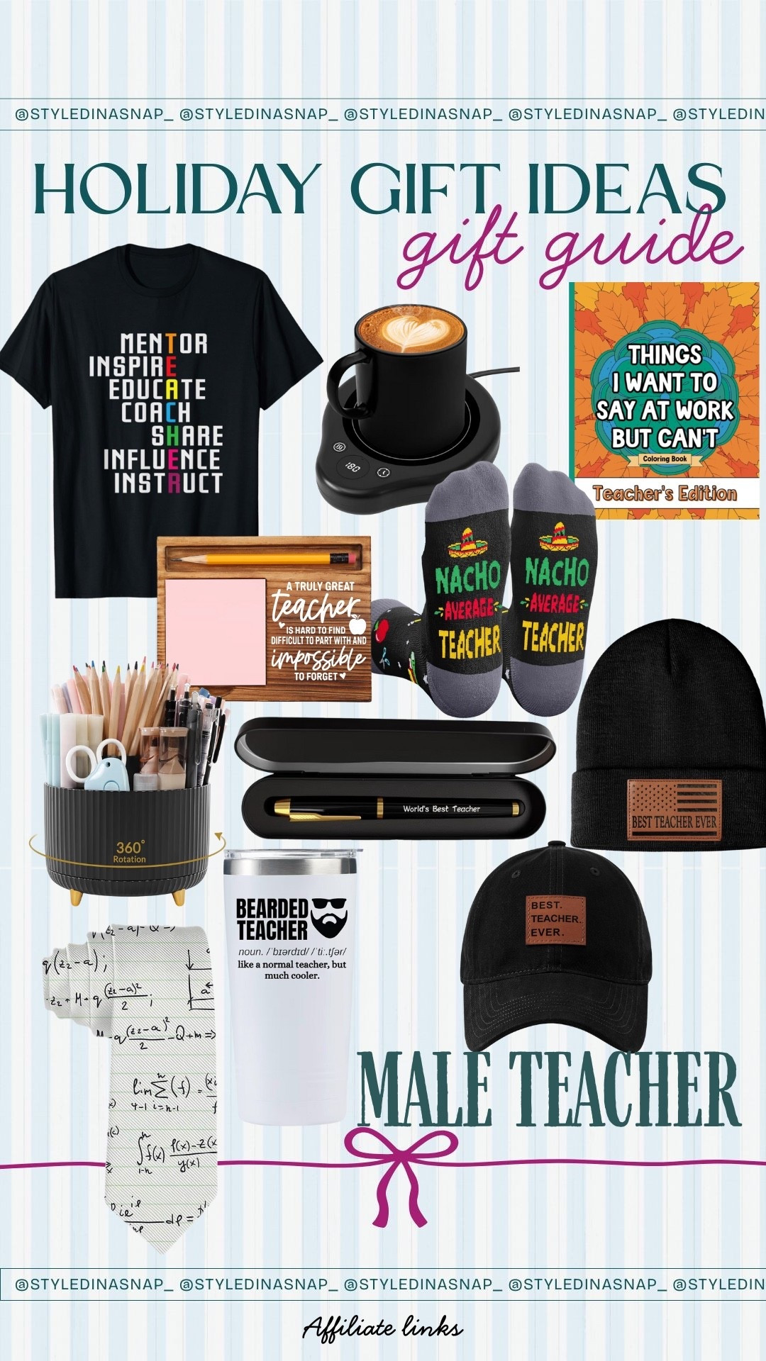 Gift season is here 🎁✨ FOR MALE TEACHER 
Follow @styledinasnap_ for affordable Amazon gift guides for everyone on your list! 💕
Comment “SHOP” below and I’ll send you all the gift guide links! 🎁

#holiday #giftguide #giftguideforteacher #maleteacher #teacher #amazonfinds #amazonfashion #holidaygifts #stocking

#LTKMens #LTKGiftGuide #LTKHoliday