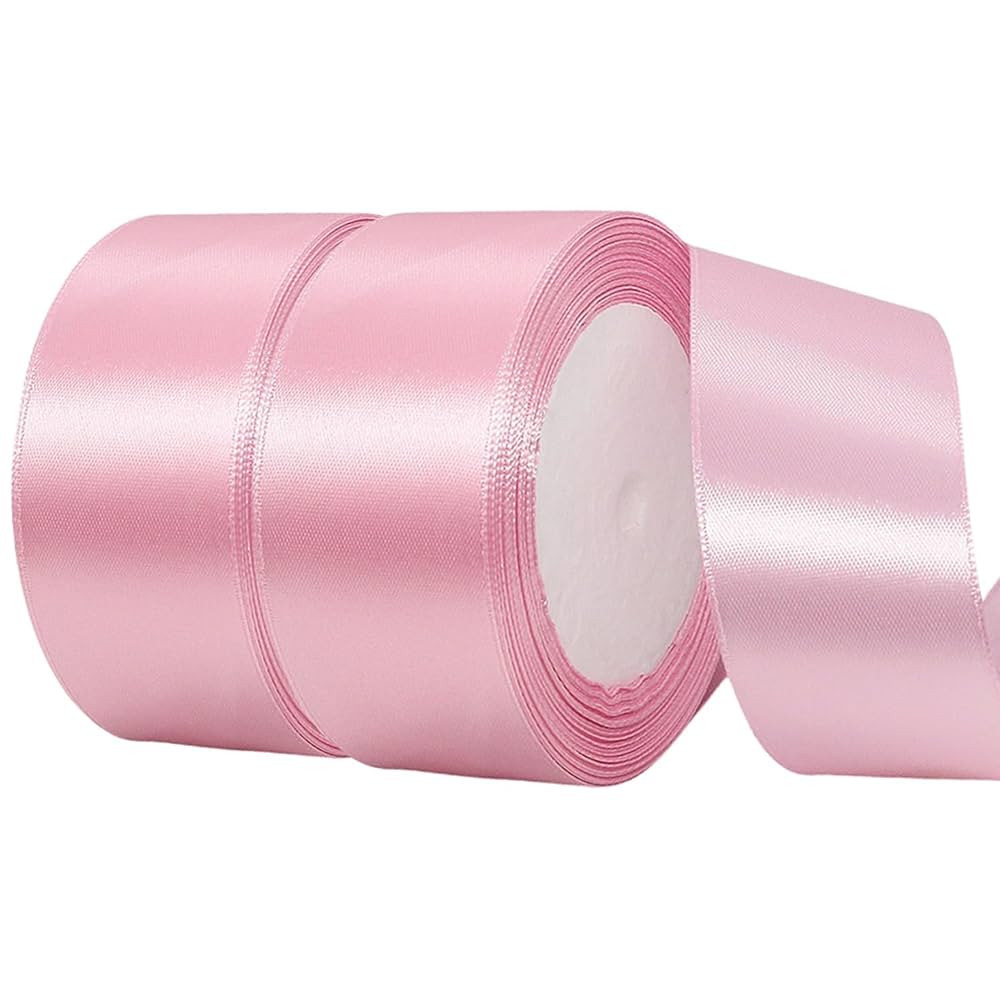1 1/2 Inch Pink Satin Ribbon,50 Yards Pink Ribbon Solid Fabric Ribbon for Gift Wrapping Floral Bo... | Amazon (US)