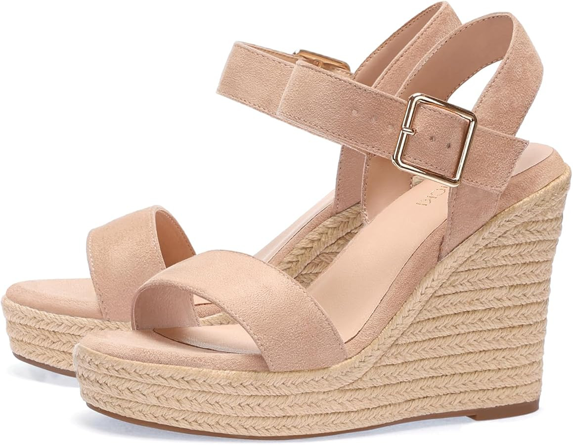 VICKI·VICKI Women's Platform Sandals Wedge Ankle Strap Open Toe Sandals | Amazon (US)