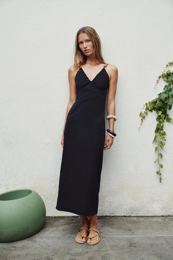 FITTED BEADED MIDI DRESS | Zara US