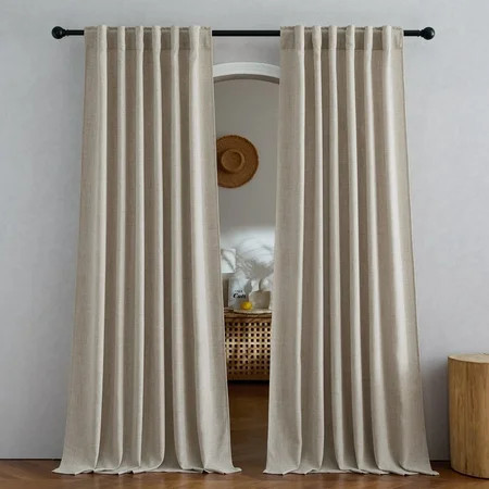 NICETOWN Linen Curtains 84 inch Length, Semi Sheer Linen Light Filtering Farmhouse Curtains Rod Pocket Back Tab Privacy Faux Linen Drapes for Bedroom Living Room, 52"x84", Oatmeal, 2 Panels | Walmart (US)
