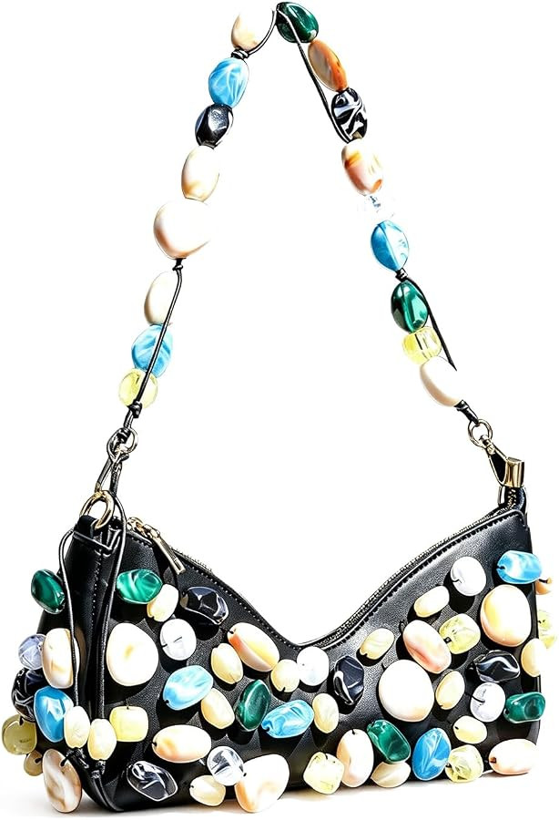 Women's Beaded Shoulder Bag Handmade Y2K Purse Trendy Handbag | Amazon (US)