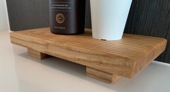 White Oak Riser  Wood Pedestal Tray  Bathroom Counter Tray  | Etsy | Etsy (US)