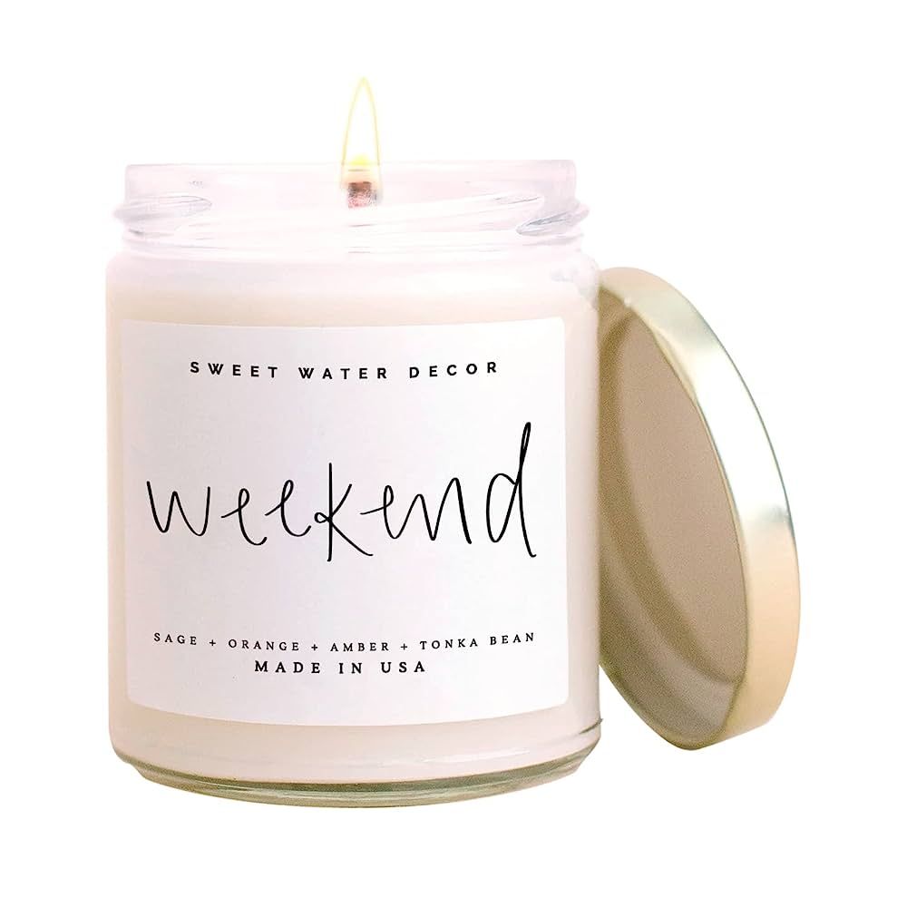 Sweet Water Decor Weekend Candle | Oakmoss, Citrus, Masculine Scented Soy Candles for Home | 9oz Cle | Amazon (US)