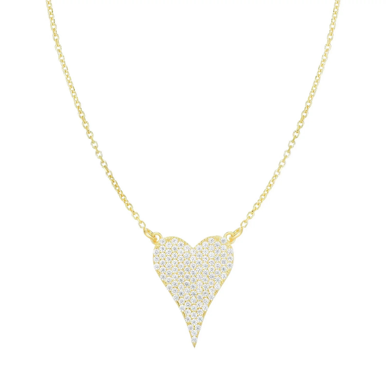 Sunkissed Sterling Cubic Zirconia Pave Heart Necklace, Women's, Gold | Kohl's