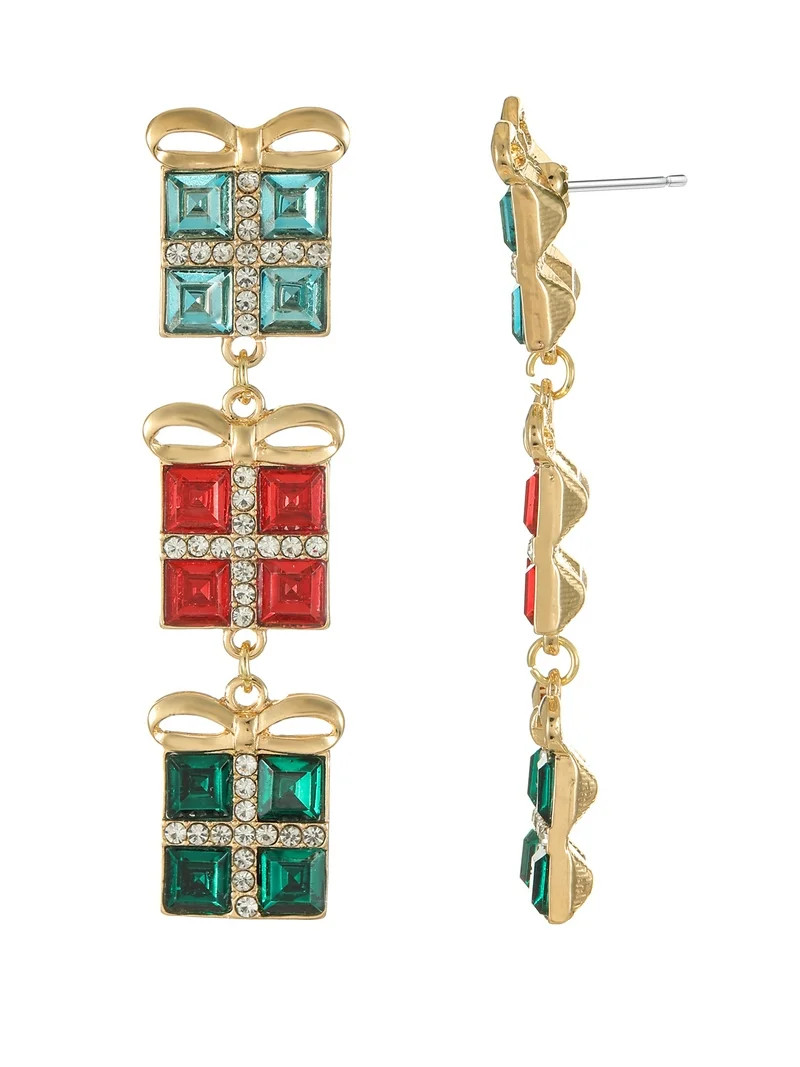 Holiday Time Blue, Red and Green Present Earrings, 1 Pair | Walmart (US)